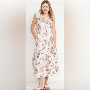 Old Navy Floral Pink and Green Dress